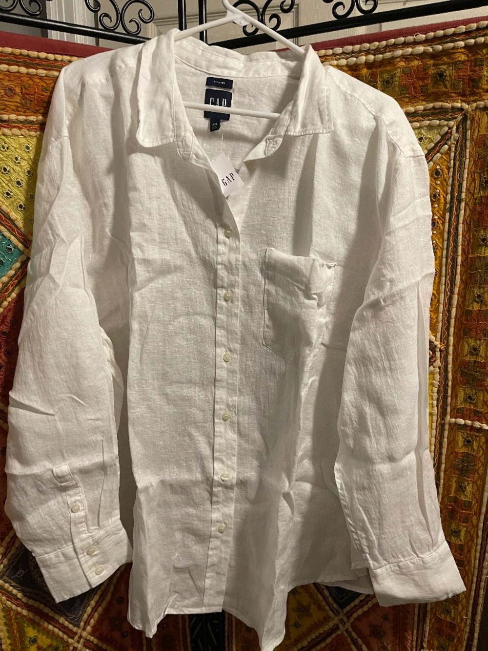 Gap Women's 100% Linen Button Up Blouse in Off White NWT